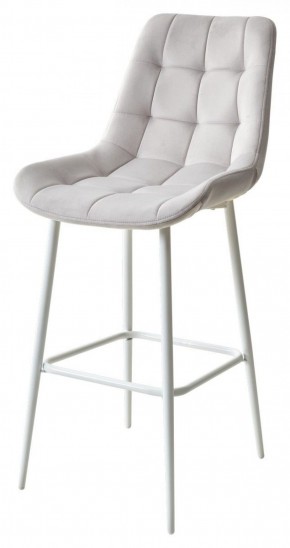 Барный стул ХОФМАН, цвет H-09 Светло-серый, велюр / белый каркас М-City в Тарко-Сале - tarko-sale.ok-mebel.com | фото 1