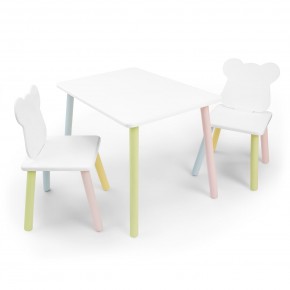 Детский комплект стол и два стула «Мишка» Rolti Baby (белый/цветной, массив березы/мдф) в Тарко-Сале - tarko-sale.ok-mebel.com | фото