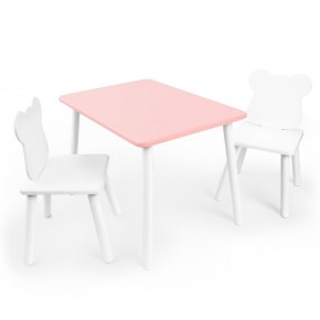 Детский комплект стол и два стула «Мишка» Rolti Baby (розовый/белый, массив березы/мдф) в Тарко-Сале - tarko-sale.ok-mebel.com | фото