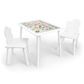 Детский комплект стол и два стула Облачко Rolti Baby с накладкой Алфавит (белая столешница/белое сиденье/белые ножки) в Тарко-Сале - tarko-sale.ok-mebel.com | фото