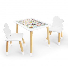 Детский комплект стол и два стула Облачко Rolti Baby с накладкой Алфавит (белая столешница/белое сиденье/береза ножки) в Тарко-Сале - tarko-sale.ok-mebel.com | фото