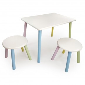 Детский комплект стол и два табурета круглых  (Белый, Белый, Цветной) в Тарко-Сале - tarko-sale.ok-mebel.com | фото 1