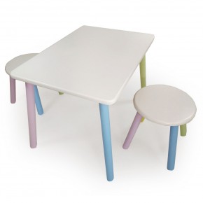 Детский комплект стол и два табурета круглых  (Белый, Белый, Цветной) в Тарко-Сале - tarko-sale.ok-mebel.com | фото 2