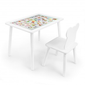 Детский комплект стол и стул Мишка Rolti Baby с накладкой Алфавит (белая столешница/белое сиденье/белые ножки) в Тарко-Сале - tarko-sale.ok-mebel.com | фото 1