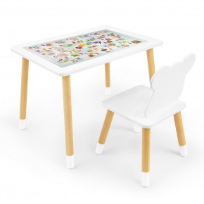 Детский комплект стол и стул Мишка Rolti Baby с накладкой Алфавит (белая столешница/белое сиденье/береза ножки) в Тарко-Сале - tarko-sale.ok-mebel.com | фото 1