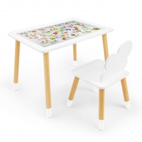 Детский комплект стол и стул Облачко Rolti Baby с накладкой Алфавит (белая столешница/белое сиденье/береза ножки) в Тарко-Сале - tarko-sale.ok-mebel.com | фото