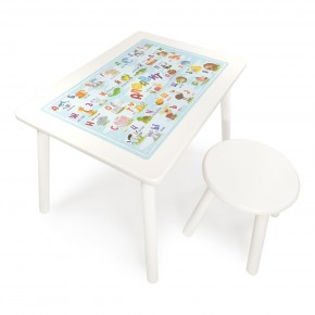 Детский комплект стол и табурет круглый Rolti Baby с накладкой Алфавит (белая столешница/белое сиденье/белые ножки) в Тарко-Сале - tarko-sale.ok-mebel.com | фото