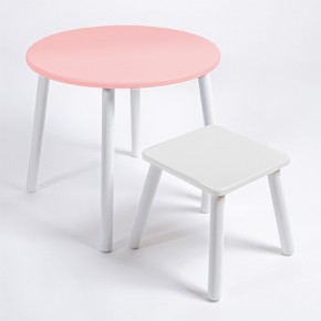 Детский комплект стол КРУГЛЫЙ  и табурет Rolti Baby (розовая столешница/белое сиденье/белые ножки) в Тарко-Сале - tarko-sale.ok-mebel.com | фото