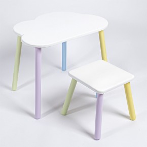 Детский комплект стол ОБЛАЧКО  и табурет Rolti Baby (белая столешница/белое сиденье/цветные ножки) в Тарко-Сале - tarko-sale.ok-mebel.com | фото