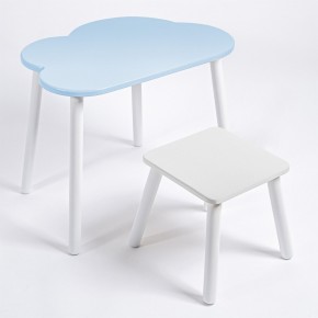 Детский комплект стол ОБЛАЧКО  и табурет Rolti Baby (голубая столешница/белое сиденье/белые ножки) в Тарко-Сале - tarko-sale.ok-mebel.com | фото