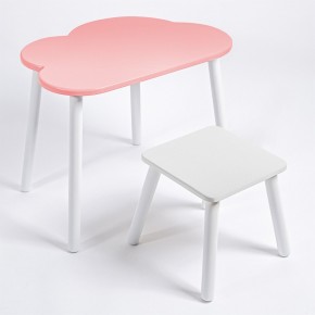 Детский комплект стол ОБЛАЧКО  и табурет Rolti Baby (розовая столешница/белое сиденье/белые ножки) в Тарко-Сале - tarko-sale.ok-mebel.com | фото