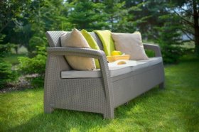 Диван пластиковый Корфу Макс (Corfu love seat max) капучино - песок в Тарко-Сале - tarko-sale.ok-mebel.com | фото 3