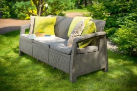 Диван пластиковый Корфу Макс (Corfu love seat max) капучино - песок в Тарко-Сале - tarko-sale.ok-mebel.com | фото 4