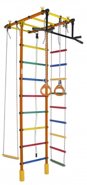 ДСК Атлант оранжевый радуга: турник, кольца, канат, трапеция, веревочная лестница в Тарко-Сале - tarko-sale.ok-mebel.com | фото