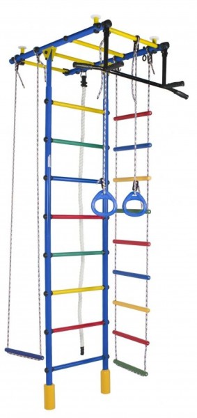ДСК Атлант цв.синий радуга: турник, кольца, канат, трапеция, веревочная лестница в Тарко-Сале - tarko-sale.ok-mebel.com | фото