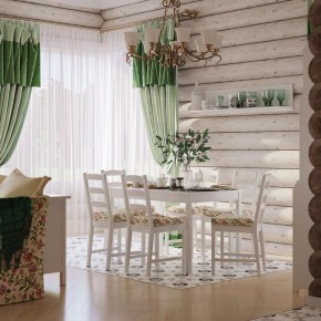 Комлект Вествик обеденный стол и четыре стула, массив сосны, цвет белый в Тарко-Сале - tarko-sale.ok-mebel.com | фото
