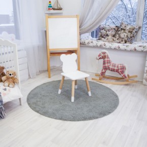 Комплект детский стол КРУГЛЫЙ и два стула МИШКА ROLTI Baby (белая столешница/белое сиденье/береза ножки) в Тарко-Сале - tarko-sale.ok-mebel.com | фото