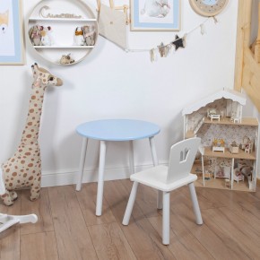 Комплект детский стол КРУГЛЫЙ и стул КОРОНА ROLTI Baby (голубая столешница/белое сиденье/белые ножки) в Тарко-Сале - tarko-sale.ok-mebel.com | фото 3