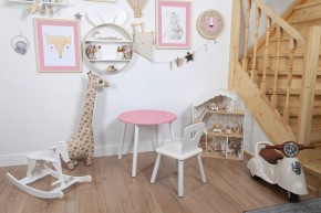 Комплект детский стол КРУГЛЫЙ и стул КОРОНА ROLTI Baby (розовая столешница/белое сиденье/белые ножки) в Тарко-Сале - tarko-sale.ok-mebel.com | фото 2