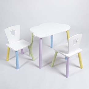 Комплект детский стол ОБЛАЧКО и два стула КОРОНА ROLTI Baby (белая столешница/белое сиденье/цветные ножки) в Тарко-Сале - tarko-sale.ok-mebel.com | фото