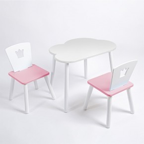 Комплект детский стол ОБЛАЧКО и два стула КОРОНА ROLTI Baby (белая столешница/розовое сиденье/белые ножки) в Тарко-Сале - tarko-sale.ok-mebel.com | фото 1