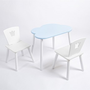 Комплект детский стол ОБЛАЧКО и два стула КОРОНА ROLTI Baby (голубая столешница/белое сиденье/белые ножки) в Тарко-Сале - tarko-sale.ok-mebel.com | фото 1