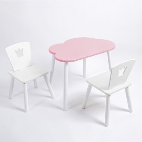 Комплект детский стол ОБЛАЧКО и два стула КОРОНА ROLTI Baby (розовая столешница/белое сиденье/белые ножки) в Тарко-Сале - tarko-sale.ok-mebel.com | фото 1