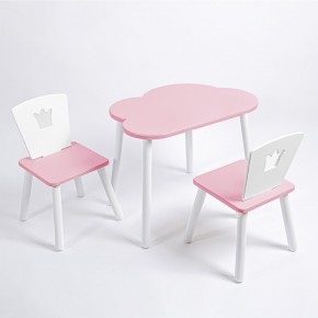 Комплект детский стол ОБЛАЧКО и два стула КОРОНА ROLTI Baby (розовая столешница/розовое сиденье/белые ножки) в Тарко-Сале - tarko-sale.ok-mebel.com | фото 1
