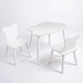 Комплект детский стол ОБЛАЧКО и два стула МИШКА ROLTI Baby (белая столешница/белое сиденье/белые ножки) в Тарко-Сале - tarko-sale.ok-mebel.com | фото 1