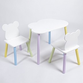 Комплект детский стол ОБЛАЧКО и два стула МИШКА ROLTI Baby (белая столешница/белое сиденье/цветные ножки) в Тарко-Сале - tarko-sale.ok-mebel.com | фото 1
