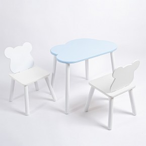 Комплект детский стол ОБЛАЧКО и два стула МИШКА ROLTI Baby (голубая столешница/белое сиденье/белые ножки) в Тарко-Сале - tarko-sale.ok-mebel.com | фото 2
