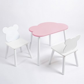 Комплект детский стол ОБЛАЧКО и два стула МИШКА ROLTI Baby (розовый столешница/белое сиденье/белые ножки) в Тарко-Сале - tarko-sale.ok-mebel.com | фото 1