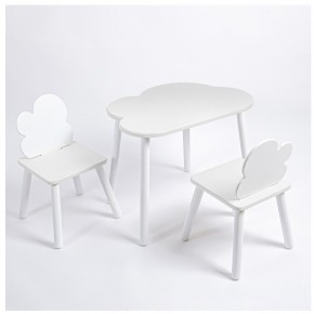 Комплект детский стол ОБЛАЧКО и два стула ОБЛАЧКО ROLTI Baby (белая столешница/белое сиденье/белые ножки) в Тарко-Сале - tarko-sale.ok-mebel.com | фото 1