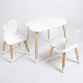 Комплект детский стол ОБЛАЧКО и два стула ОБЛАЧКО ROLTI Baby (белая столешница/белое сиденье/береза ножки) в Тарко-Сале - tarko-sale.ok-mebel.com | фото
