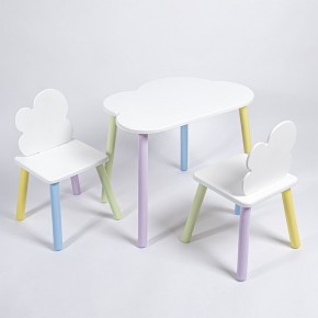 Комплект детский стол ОБЛАЧКО и два стула ОБЛАЧКО  ROLTI Baby (белая столешница/белое сиденье/цветные ножки) в Тарко-Сале - tarko-sale.ok-mebel.com | фото 1