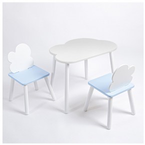 Комплект детский стол ОБЛАЧКО и два стула ОБЛАЧКО ROLTI Baby (белая столешница/голубое сиденье/белые ножки) в Тарко-Сале - tarko-sale.ok-mebel.com | фото 1