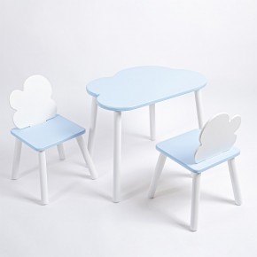 Комплект детский стол ОБЛАЧКО и два стула ОБЛАЧКО ROLTI Baby (голубая столешница/голубое сиденье/белые ножки) в Тарко-Сале - tarko-sale.ok-mebel.com | фото 1