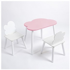 Комплект детский стол ОБЛАЧКО и два стула ОБЛАЧКО ROLTI Baby (розовая столешница/белое сиденье/белые ножки) в Тарко-Сале - tarko-sale.ok-mebel.com | фото