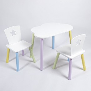 Комплект детский стол ОБЛАЧКО и два стула ЗВЕЗДА ROLTI Baby (белая столешница/белое сиденье/цветные ножки) в Тарко-Сале - tarko-sale.ok-mebel.com | фото 1
