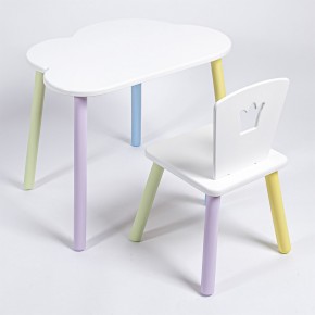 Комплект детский стол ОБЛАЧКО и стул КОРОНА ROLTI Baby (белая столешница/белое сиденье/цветные ножки) в Тарко-Сале - tarko-sale.ok-mebel.com | фото