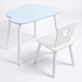 Комплект детский стол ОБЛАЧКО и стул КОРОНА ROLTI Baby (голубая  столешница/белое сиденье/белые ножки) в Тарко-Сале - tarko-sale.ok-mebel.com | фото 1
