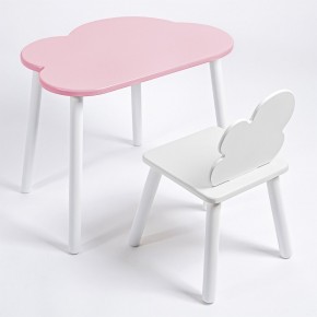 Комплект детский стол ОБЛАЧКО и стул ОБЛАЧКО ROLTI Baby (розовая столешница/белое сиденье/белые ножки) в Тарко-Сале - tarko-sale.ok-mebel.com | фото