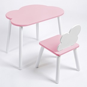Комплект детский стол ОБЛАЧКО и стул ОБЛАЧКО ROLTI Baby (розовая столешница/розовое сиденье/белые ножки) в Тарко-Сале - tarko-sale.ok-mebel.com | фото