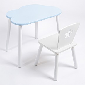 Комплект детский стол ОБЛАЧКО и стул ЗВЕЗДА ROLTI Baby (голубая столешница/белое сиденье/белые ножки) в Тарко-Сале - tarko-sale.ok-mebel.com | фото 1