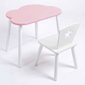 Комплект детский стол ОБЛАЧКО и стул ЗВЕЗДА ROLTI Baby (розовая столешница/белое сиденье/белые ножки) в Тарко-Сале - tarko-sale.ok-mebel.com | фото