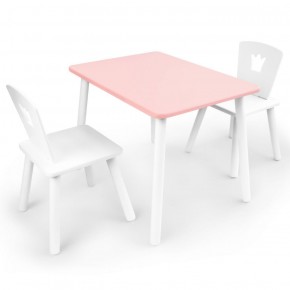 Комплект детской мебели стол и два стула Корона  (Розовый/Белый/Белый) в Тарко-Сале - tarko-sale.ok-mebel.com | фото 1