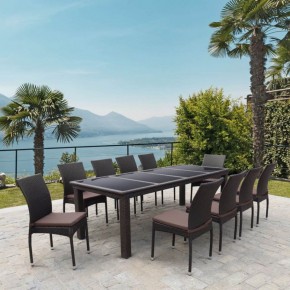 Комплект плетеной мебели T438/Y380A-W53 Brown (10+1) в Тарко-Сале - tarko-sale.ok-mebel.com | фото
