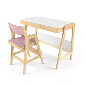 Комплект растущий стол и стул с чехлом 38 попугаев «Вуди» (Белый, Береза, Розовый) в Тарко-Сале - tarko-sale.ok-mebel.com | фото