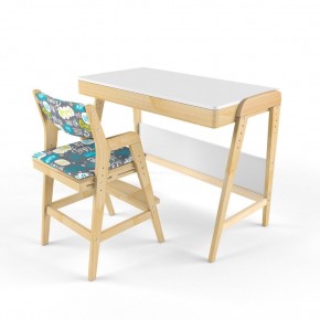 Комплект растущий стол и стул с чехлом 38 попугаев «Вуди» (Белый, Береза, Салют) в Тарко-Сале - tarko-sale.ok-mebel.com | фото 1