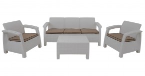 Комплект уличной мебели Yalta Premium Terrace Triple Set (Ялта) белый (+подушки под спину) в Тарко-Сале - tarko-sale.ok-mebel.com | фото